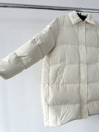 Nina Ricci White Duck Down Puffer Padded Logo Oversized Coat