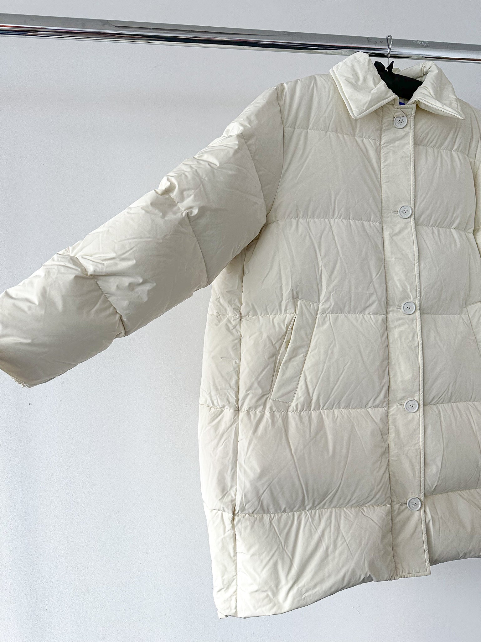 Nina Ricci White Duck Down Puffer Padded Logo Oversized Coat