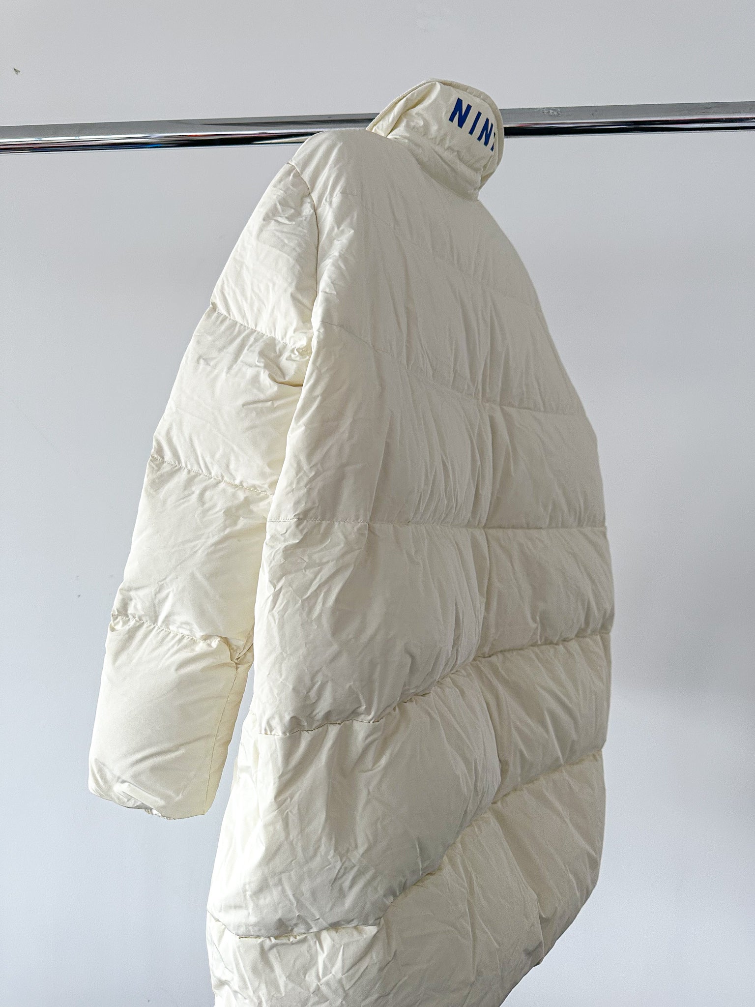 Nina Ricci White Duck Down Puffer Padded Logo Oversized Coat