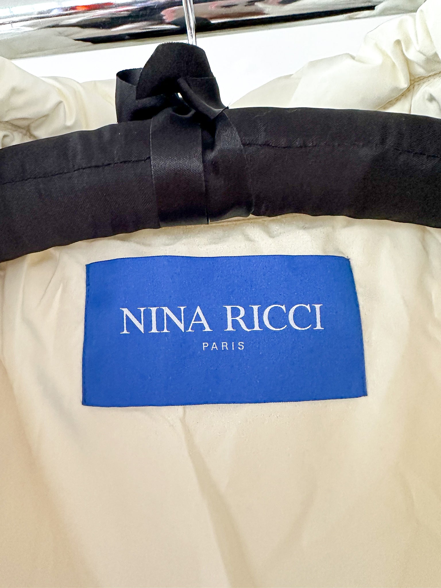 Nina Ricci White Duck Down Puffer Padded Logo Oversized Coat