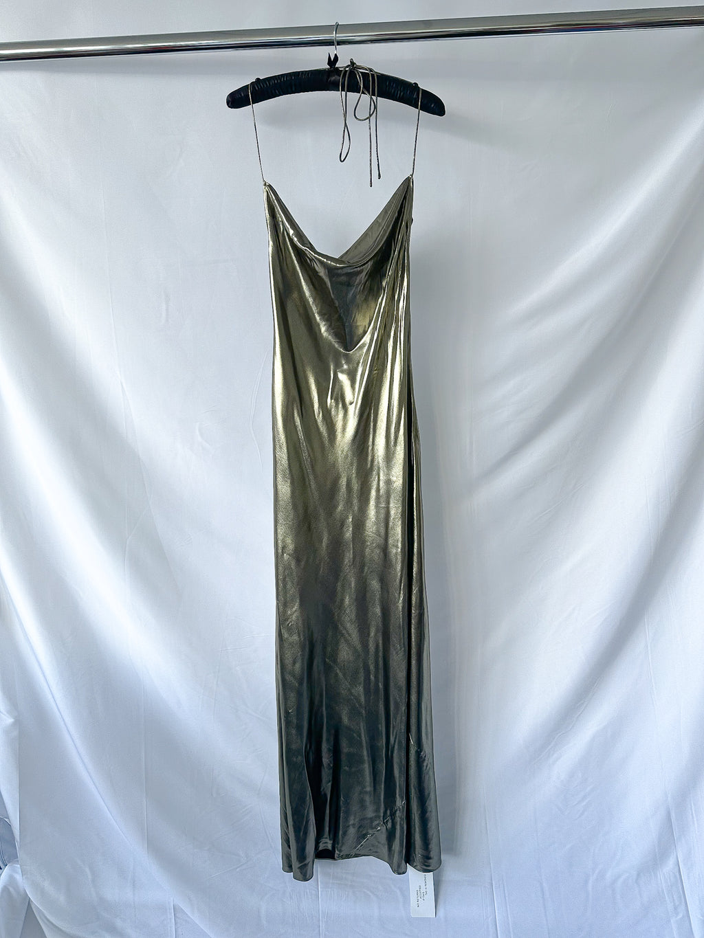 Rat And Boa Venus Liquid Gold Bias Cut Halterneck Maxi Slip Dress