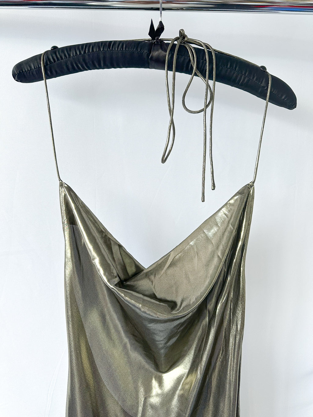 Rat And Boa Venus Liquid Gold Bias Cut Halterneck Maxi Slip Dress