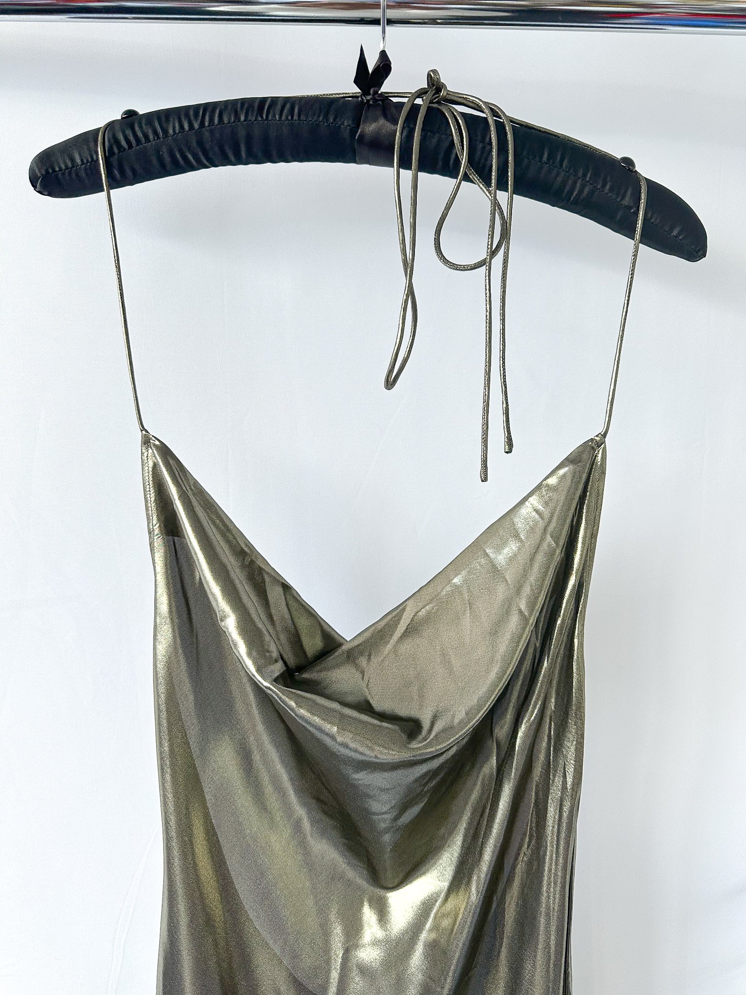 Rat And Boa Venus Liquid Gold Bias Cut Halterneck Maxi Slip Dress