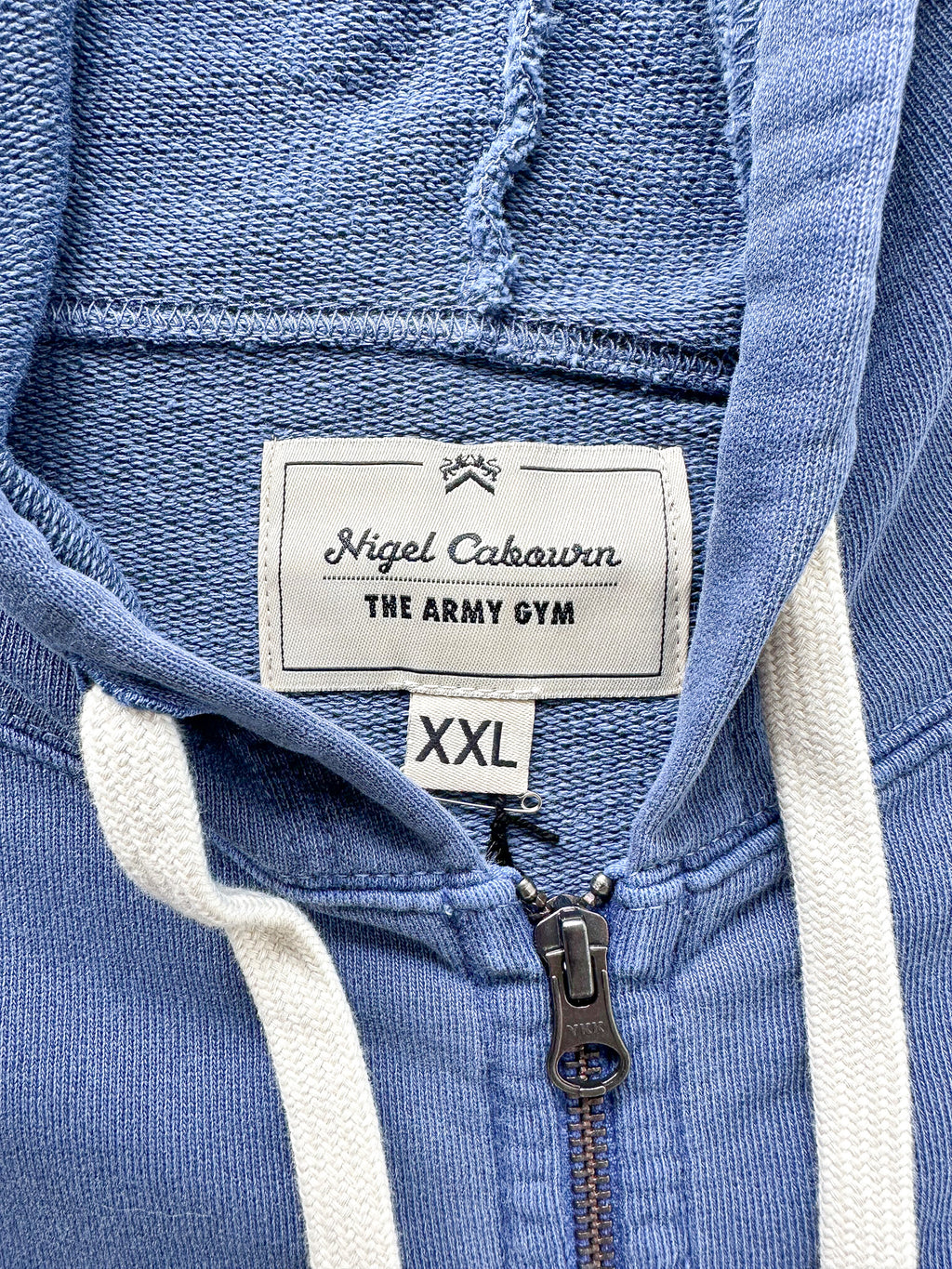 Nigel Cabourn Embroidered Broad Arrow Zip Hoody in Blue - House Of Huntington