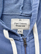 Nigel Cabourn Embroidered Broad Arrow Zip Hoody in Blue - House Of Huntington