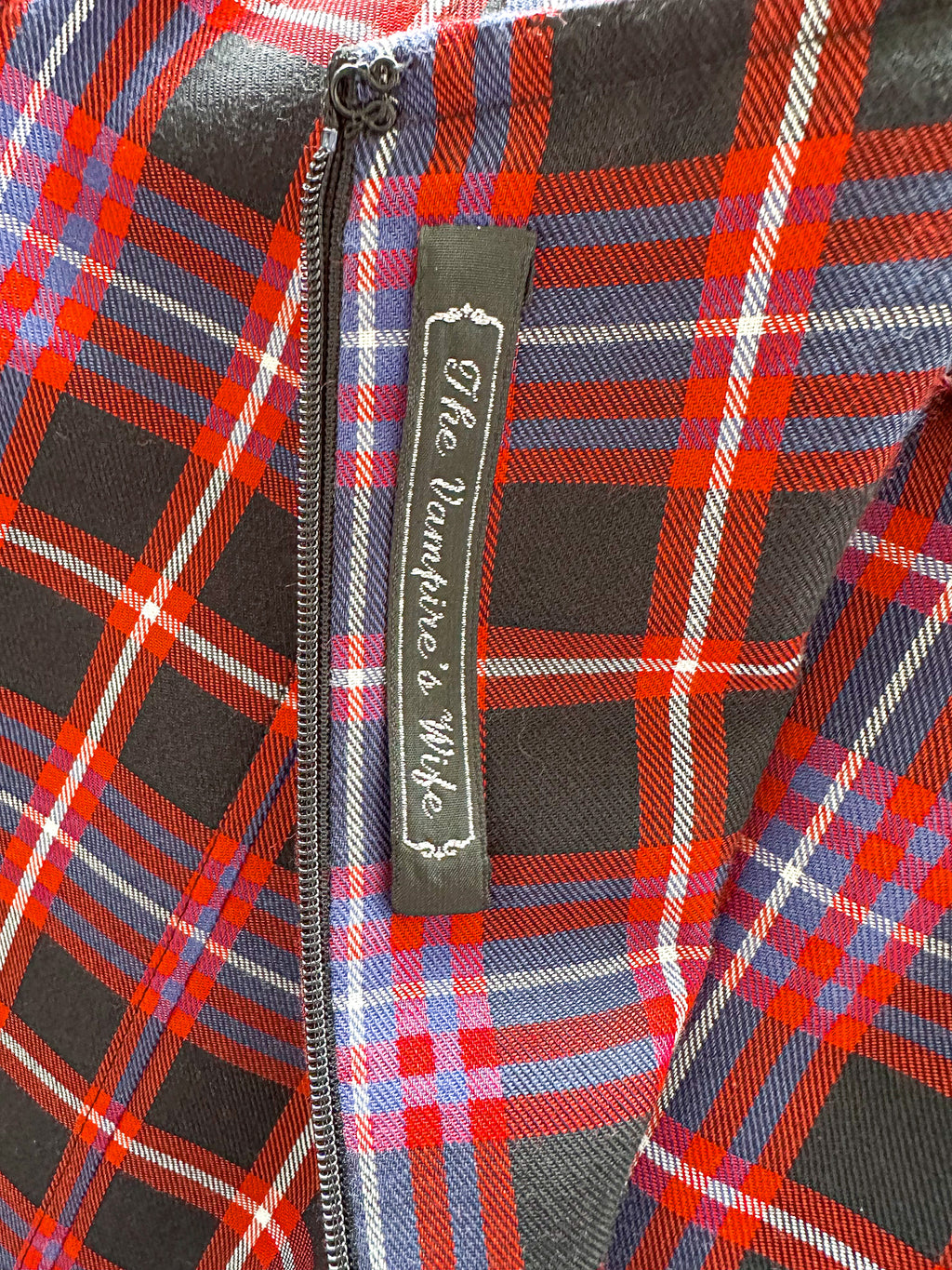 The Vampire's Wife The Wilma Red Tartan Plaid Check Print Shift Dress