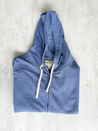 Nigel Cabourn Embroidered Broad Arrow Zip Hoody in Blue - House Of Huntington