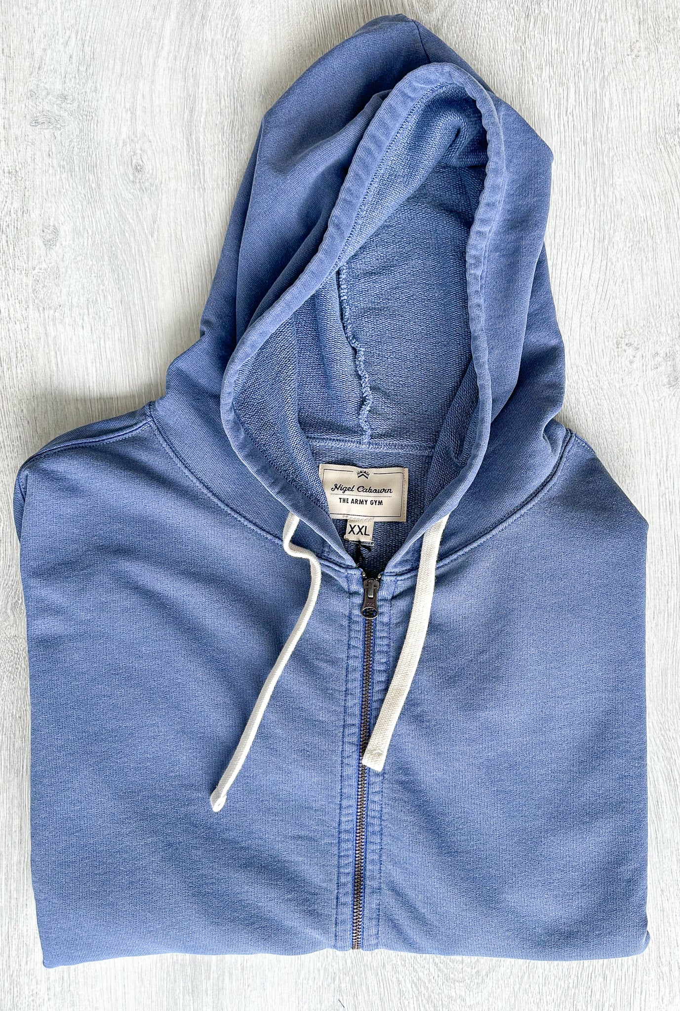 Nigel Cabourn Embroidered Broad Arrow Zip Hoody in Blue - House Of Huntington