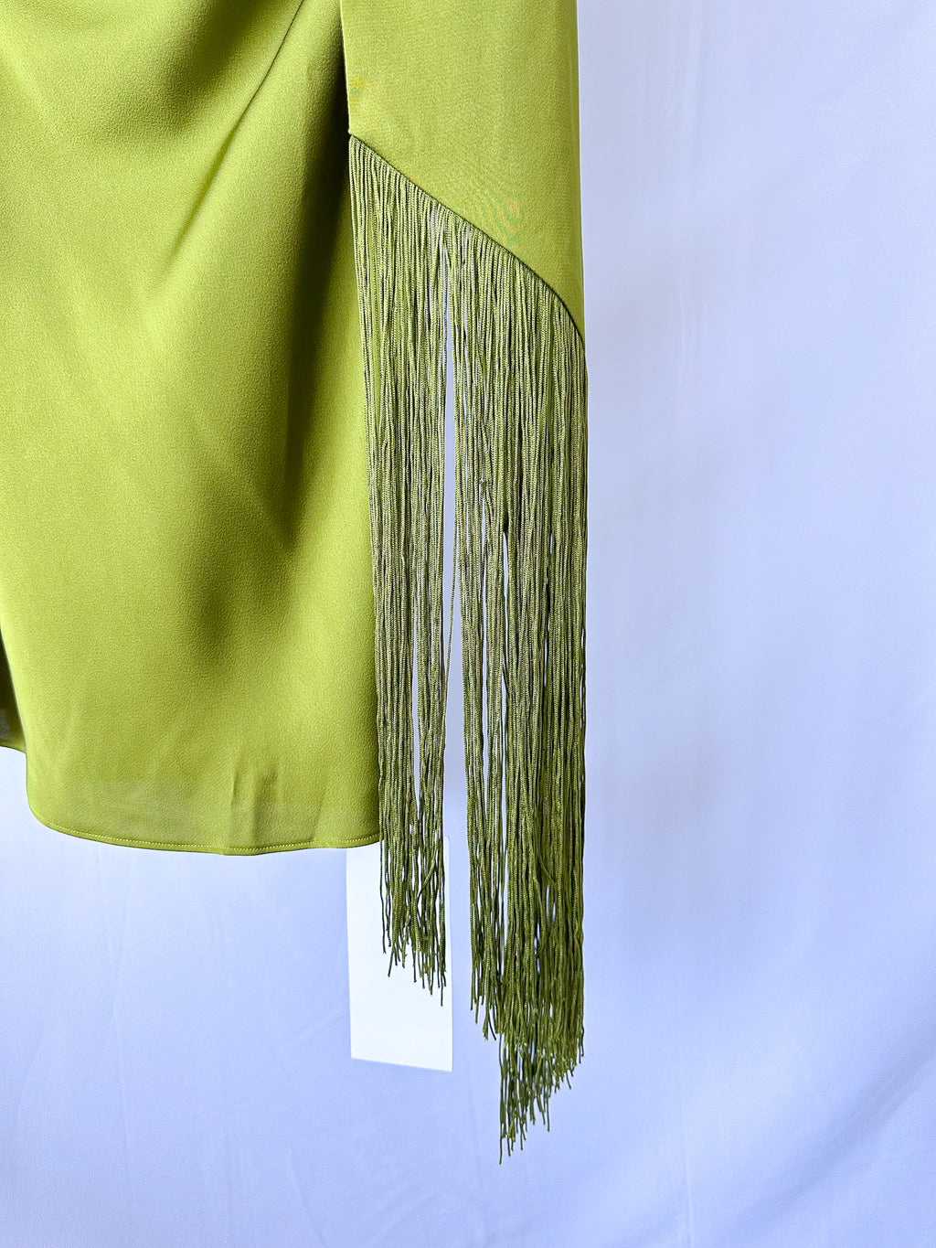 Rat and Boa Serafia Green Satin Cowl Neck One Shoulder Mini Dress