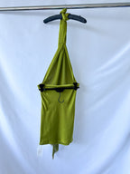 Rat and Boa Serafia Green Satin Cowl Neck One Shoulder Mini Dress
