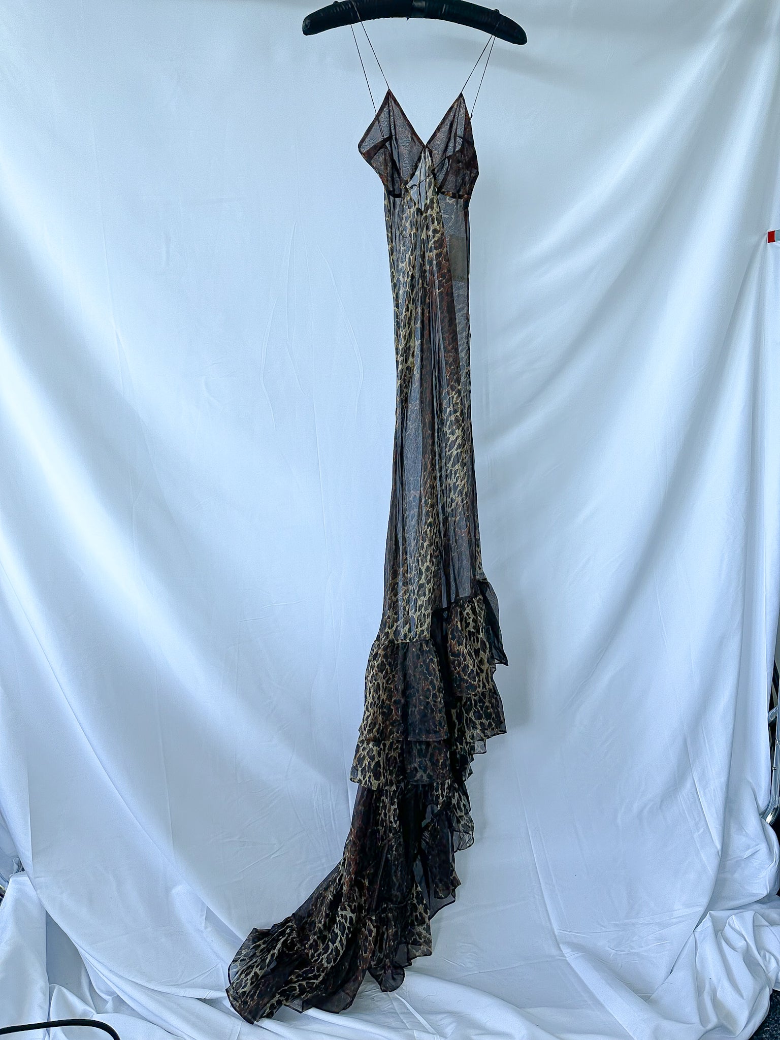 Rat and Boa Amazonie Leopard Print Frilly Hem Maxi Dress