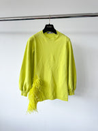 Valentino Garavani Lime Green Feather Trim Jumper