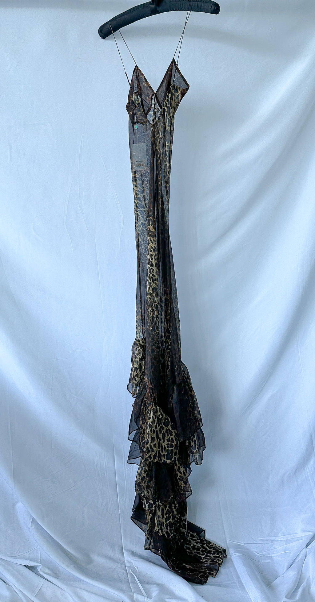 Rat and Boa Amazonie Leopard Print Frilly Hem Maxi Dress