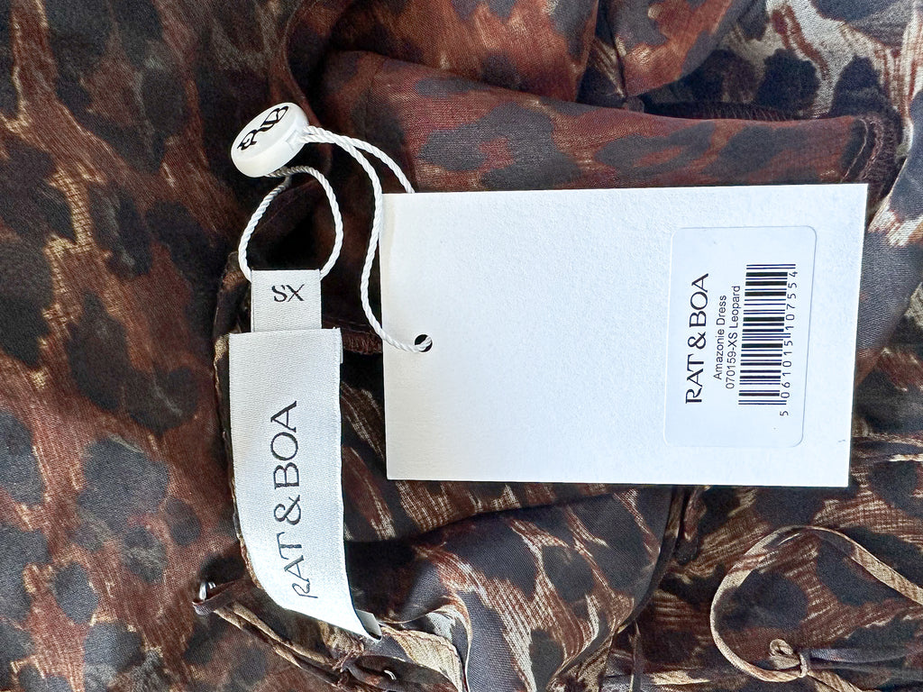 Rat and Boa Amazonie Leopard Print Frilly Hem Maxi Dress