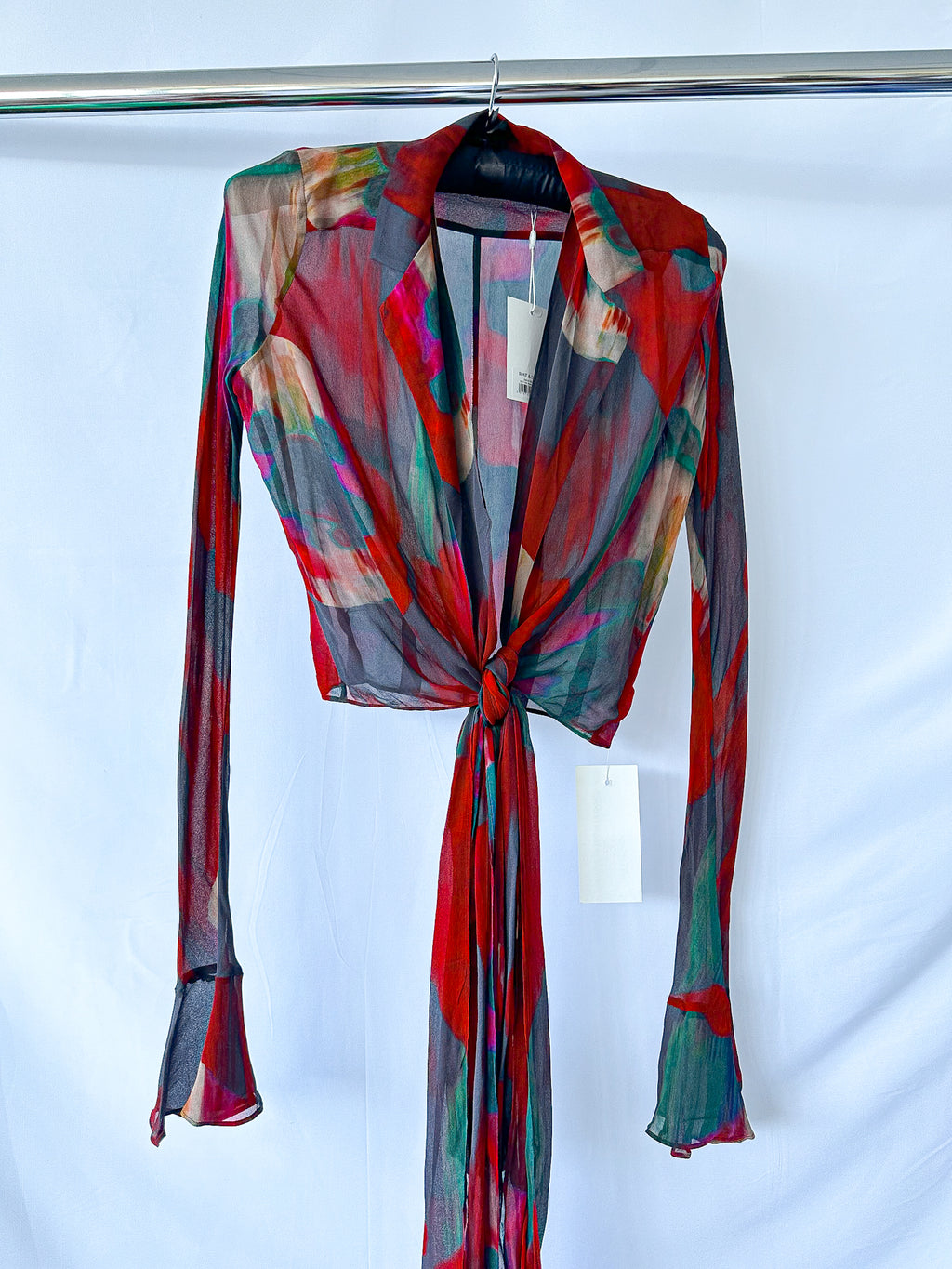 Rat and Boa Gemini Poppy Print Sheer Wrap Top