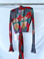 Rat and Boa Gemini Poppy Print Sheer Wrap Top