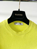 Valentino Garavani Lime Green Feather Trim Jumper