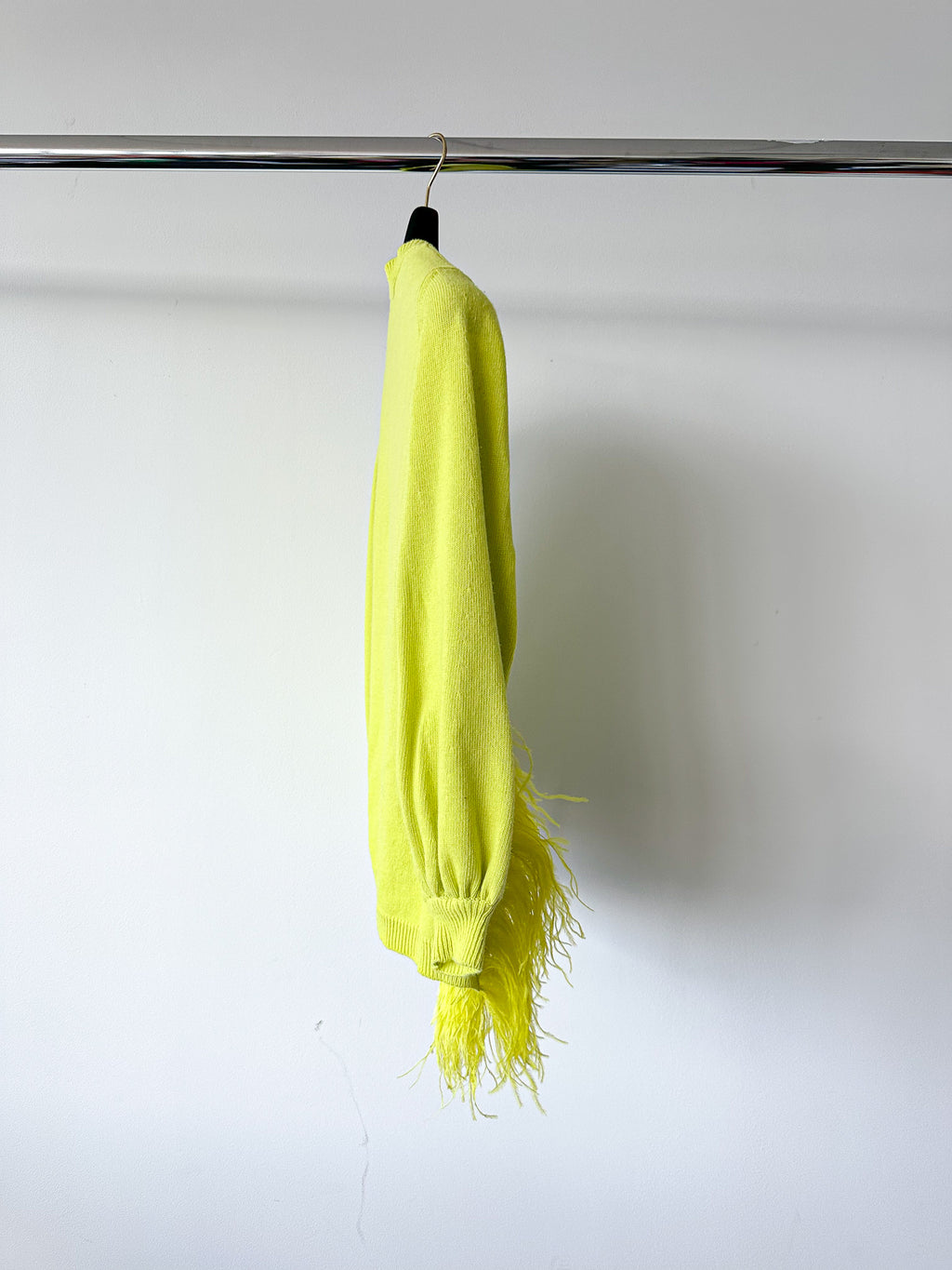 Valentino Garavani Lime Green Feather Trim Jumper