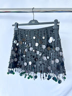 Rat and Boa Celina Black Sequinned Beaded Drip Disco Mini Skirt