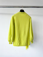 Valentino Garavani Lime Green Feather Trim Jumper