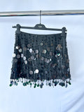 Rat and Boa Celina Black Sequinned Beaded Drip Disco Mini Skirt