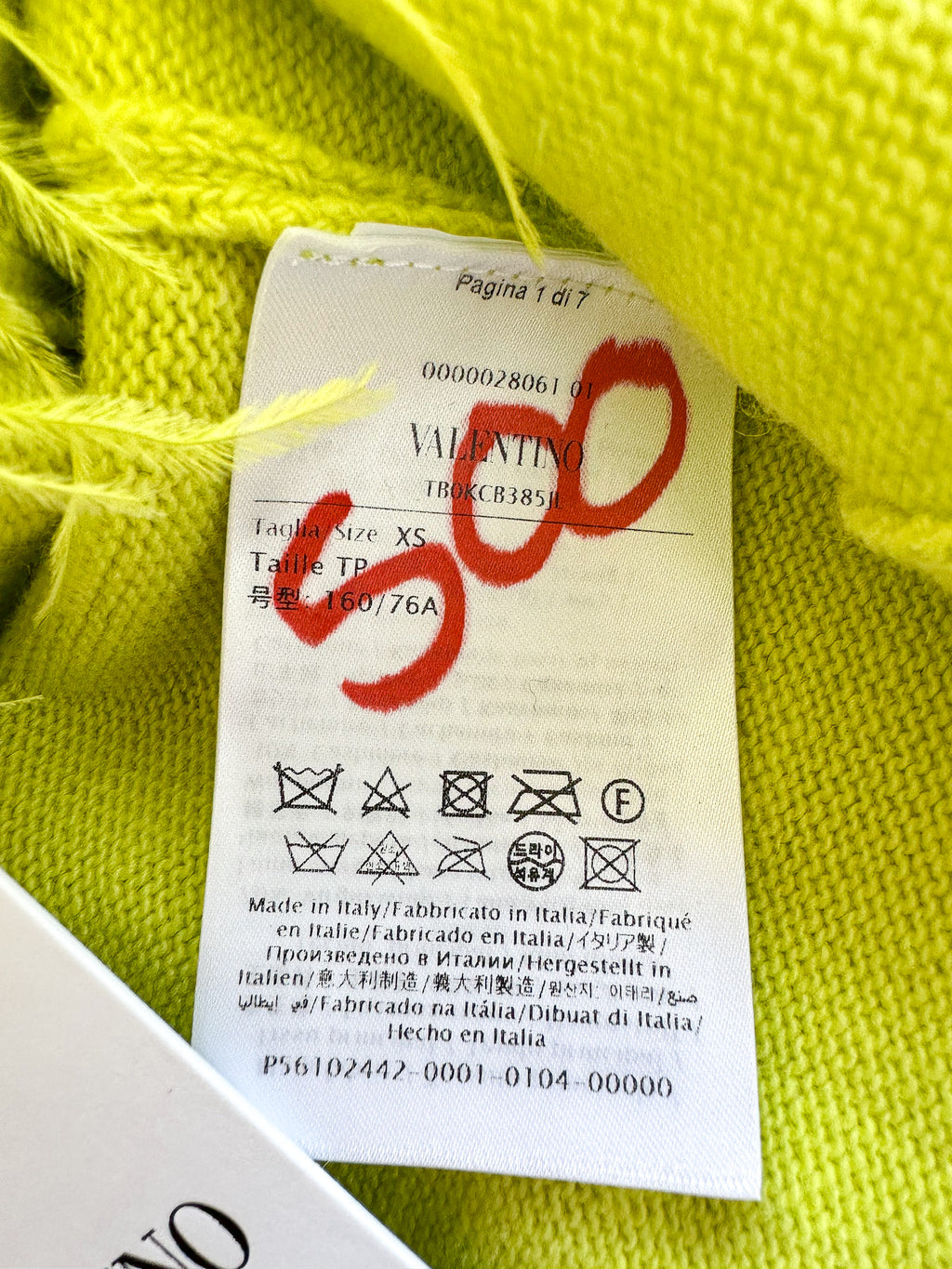 Valentino Garavani Lime Green Feather Trim Jumper