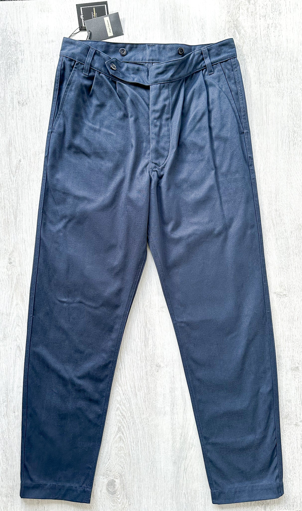 Nigel Cabourn Chino Navy Blue P-2 Slim Tapered Drill Pants Trousers - House Of Huntington