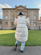 Nina Ricci White Duck Down Puffer Padded Logo Oversized Coat
