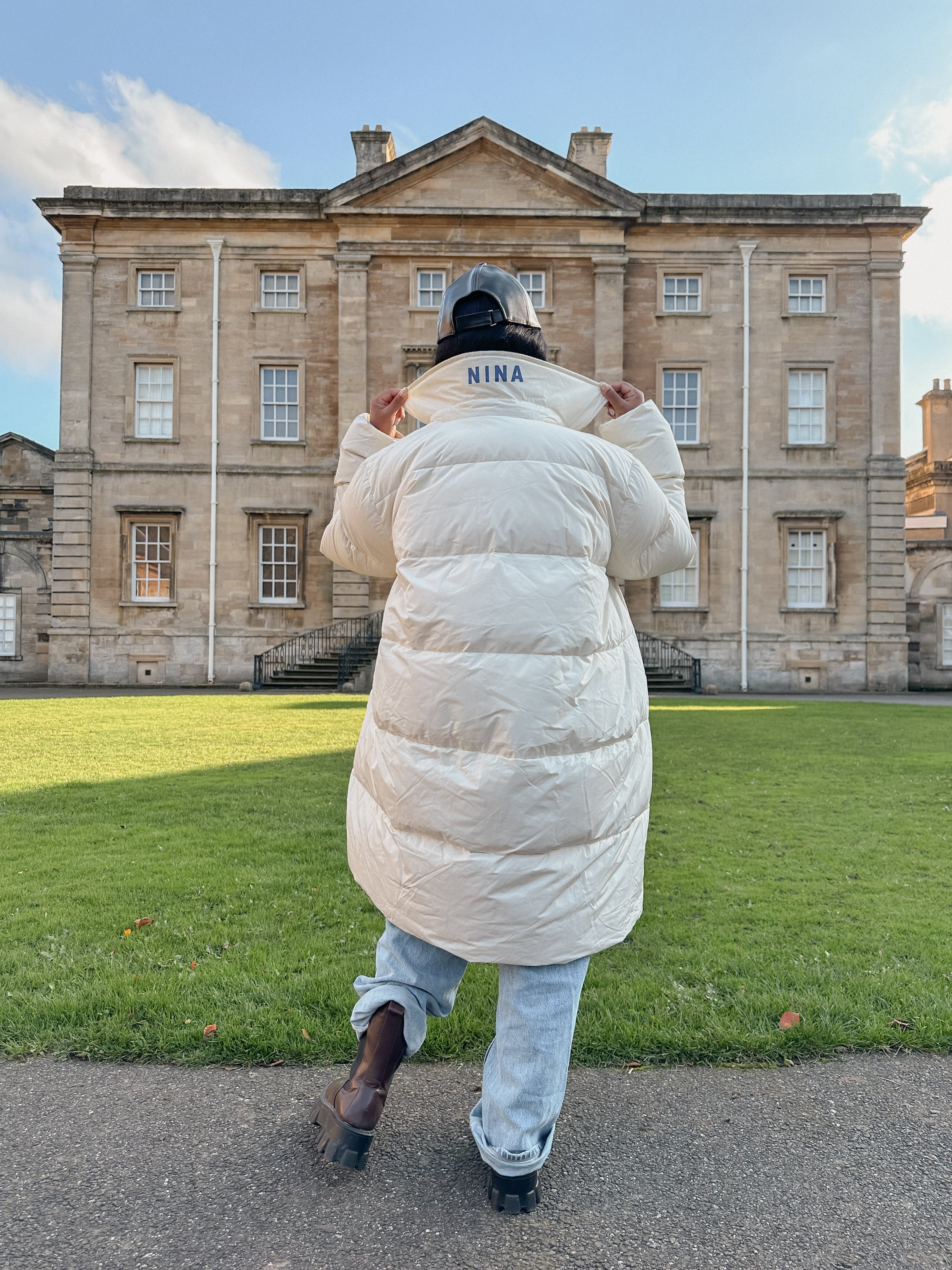 Nina Ricci White Duck Down Puffer Padded Logo Oversized Coat