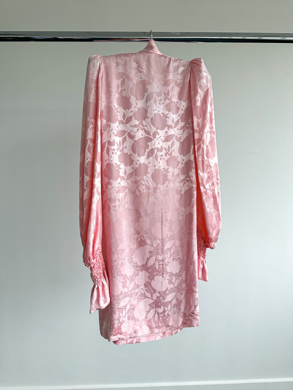 The Vampire's Wife Storm From The Shelter Pink Floral Satin Long Sleeve Dress - House Of Huntington