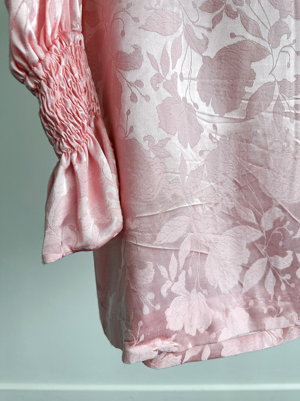 The Vampire's Wife Storm From The Shelter Pink Floral Satin Long Sleeve Dress - House Of Huntington