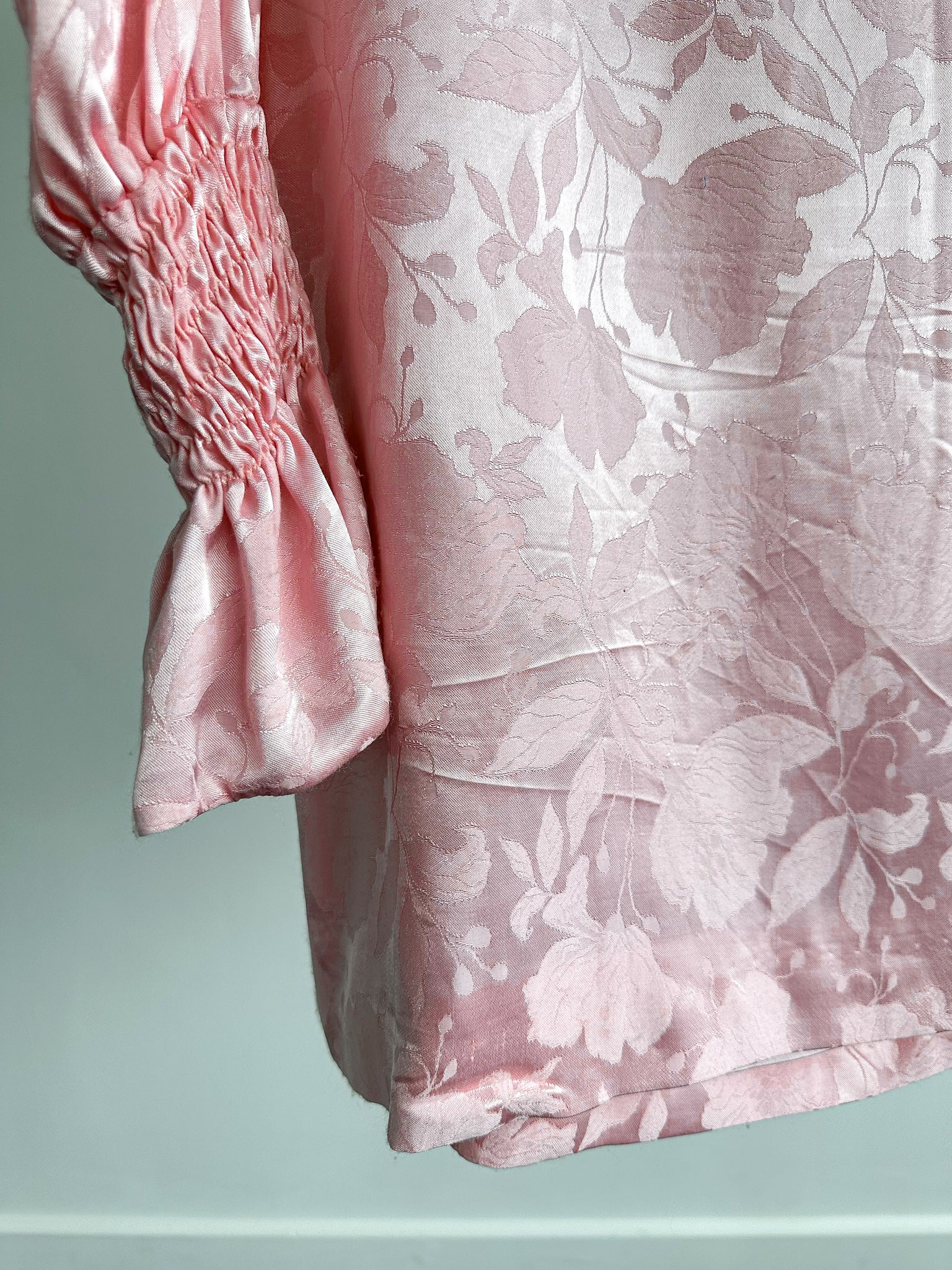 The Vampire's Wife Storm From The Shelter Pink Floral Satin Long Sleeve Dress - House Of Huntington