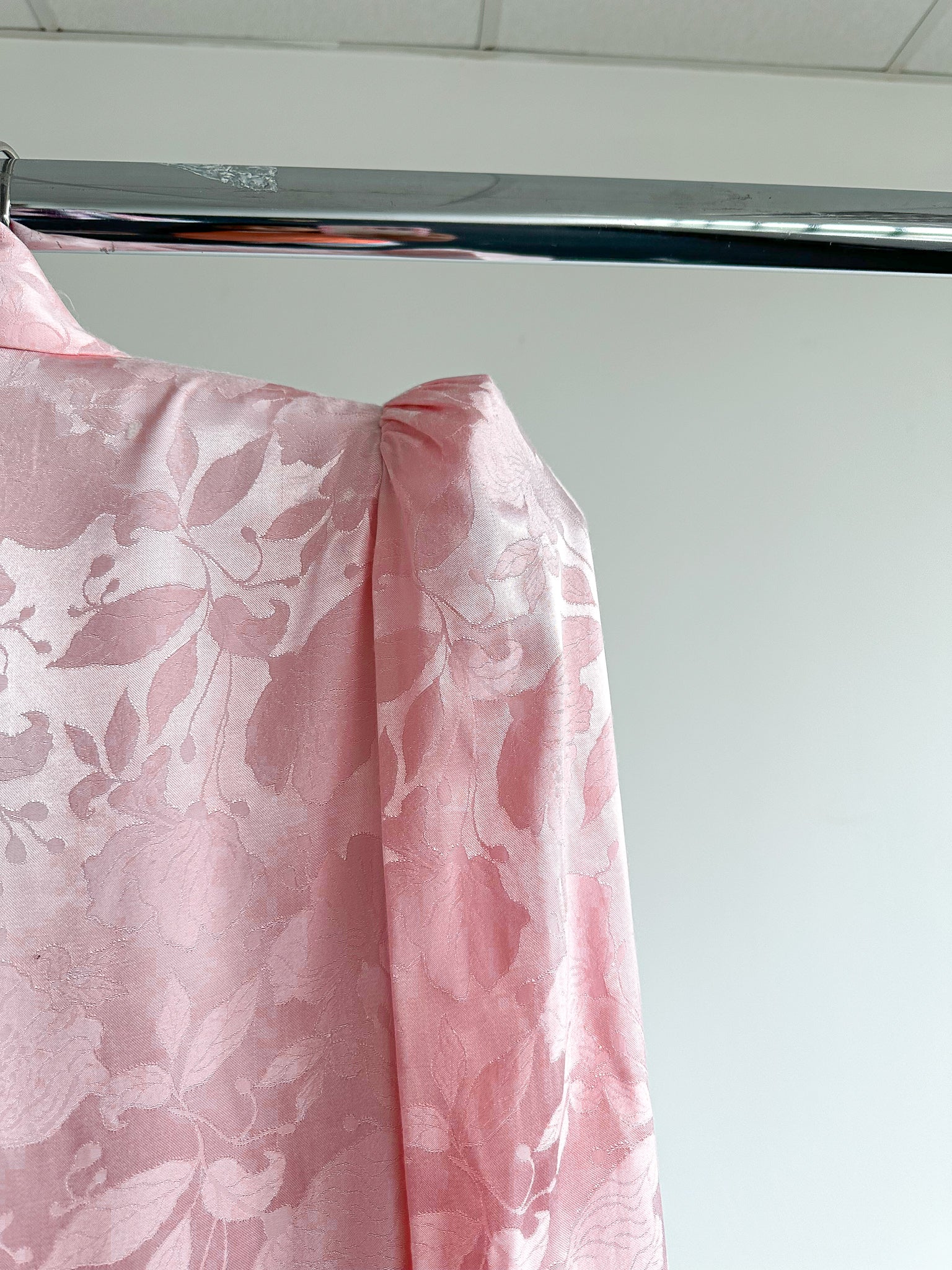 The Vampire's Wife Storm From The Shelter Pink Floral Satin Long Sleeve Dress - House Of Huntington