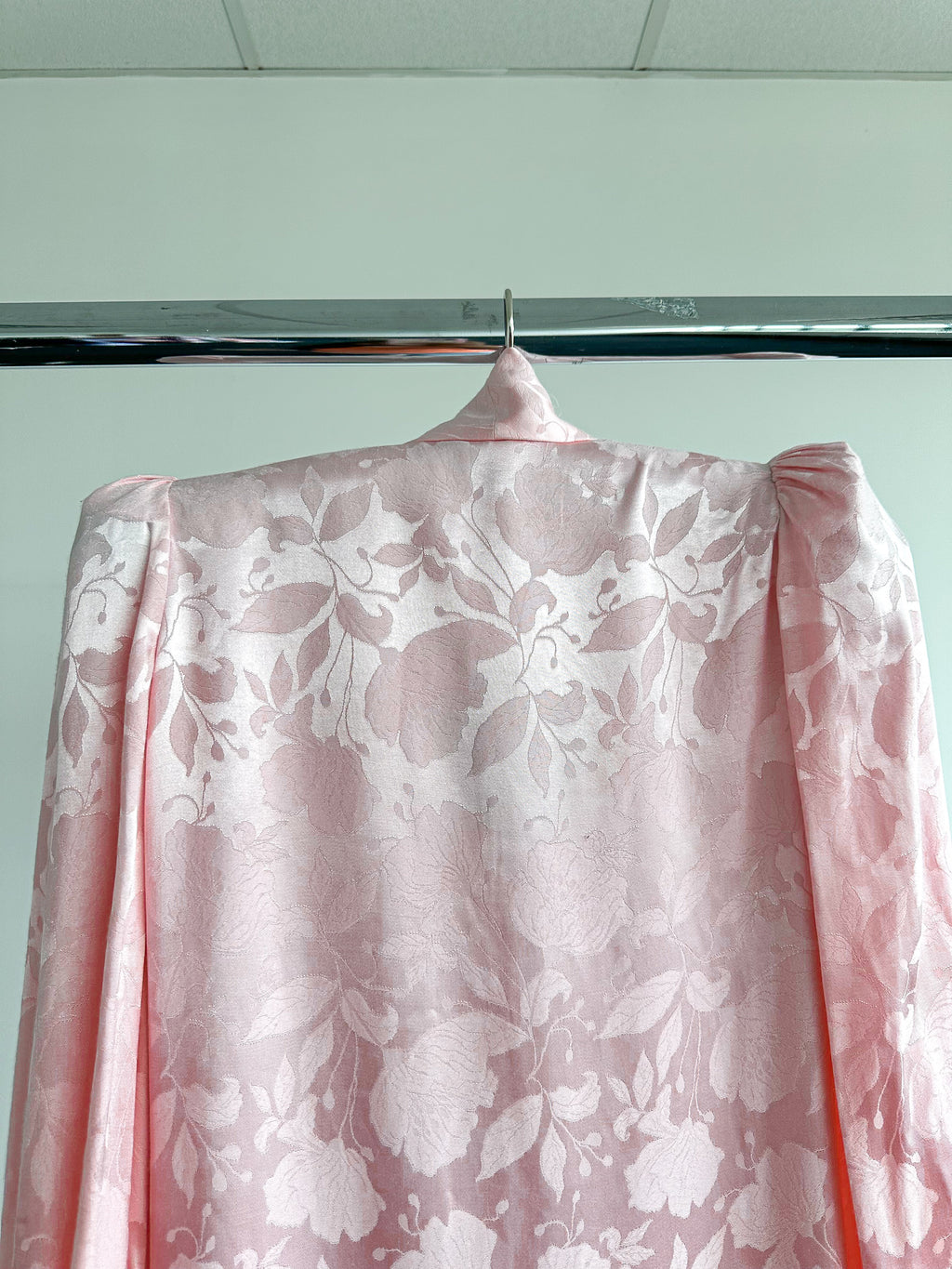 The Vampire's Wife Storm From The Shelter Pink Floral Satin Long Sleeve Dress - House Of Huntington