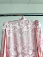 The Vampire's Wife Storm From The Shelter Pink Floral Satin Long Sleeve Dress - House Of Huntington