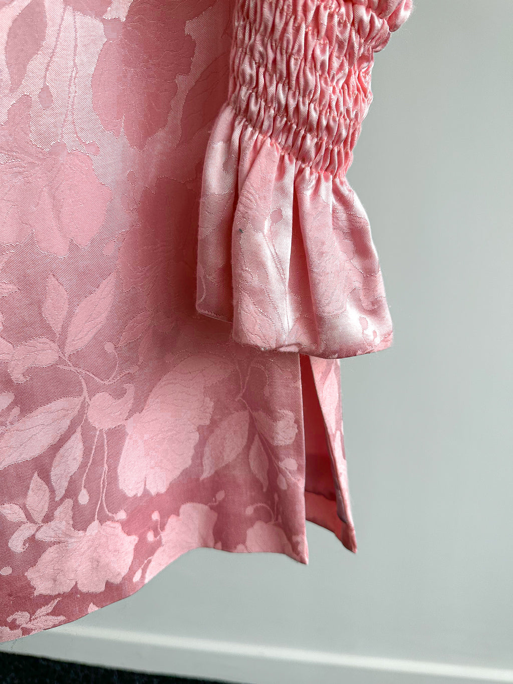 The Vampire's Wife Storm From The Shelter Pink Floral Satin Long Sleeve Dress - House Of Huntington