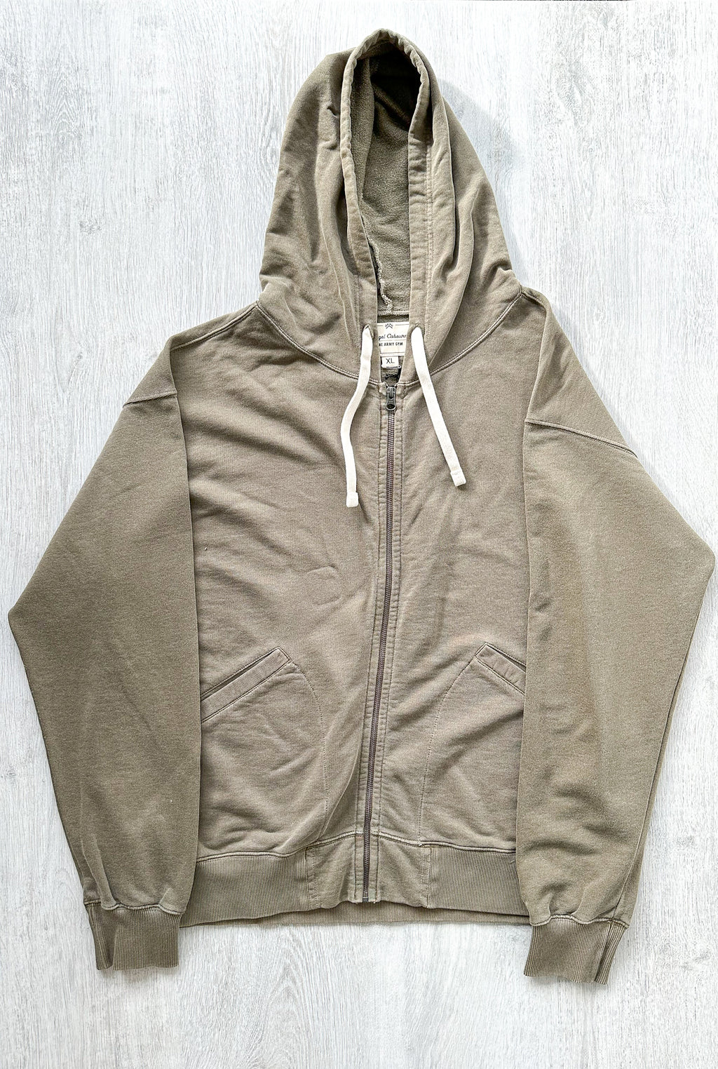 Nigel Cabourn USMC Green Embroidered Arrow Zip Hoodie Jacket - House Of Huntington