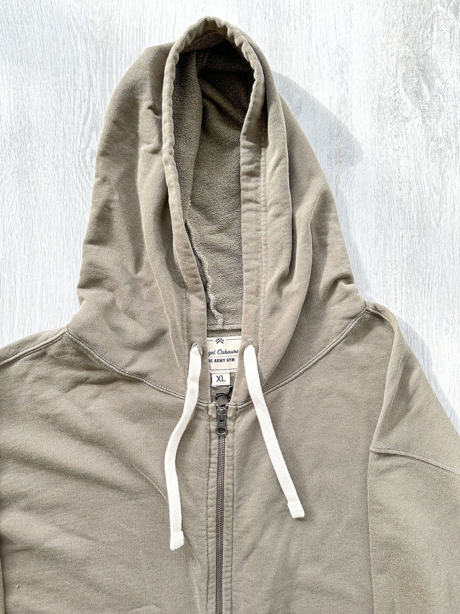 Nigel Cabourn USMC Green Embroidered Arrow Zip Hoodie Jacket - House Of Huntington