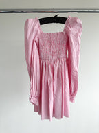 The Vampire's Wife The Straw Girl Pink White Gingham Check Mini Dress - House Of Huntington