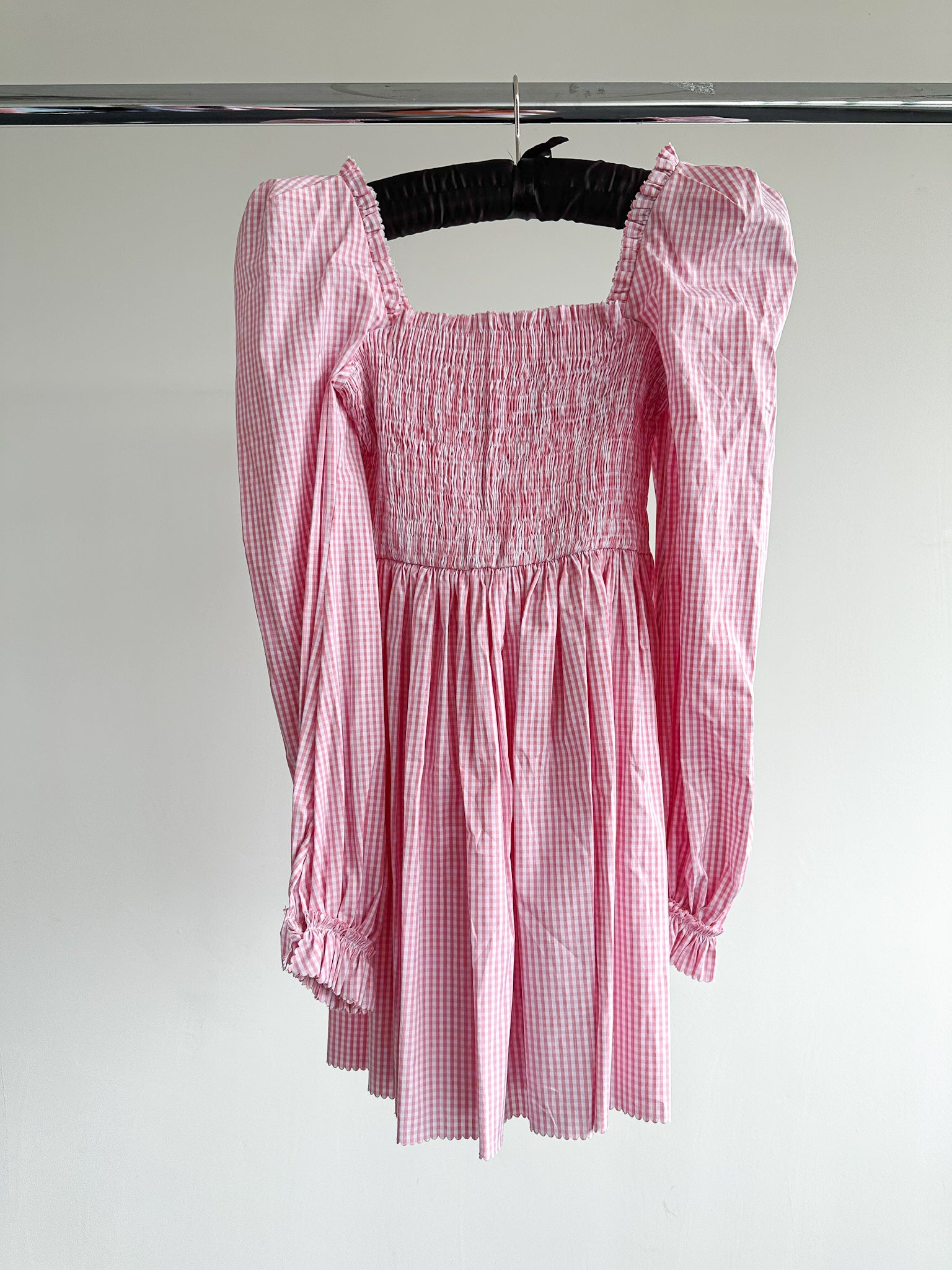 The Vampire's Wife The Straw Girl Pink White Gingham Check Mini Dress - House Of Huntington