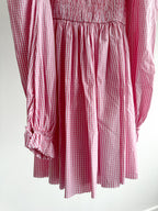 The Vampire's Wife The Straw Girl Pink White Gingham Check Mini Dress - House Of Huntington