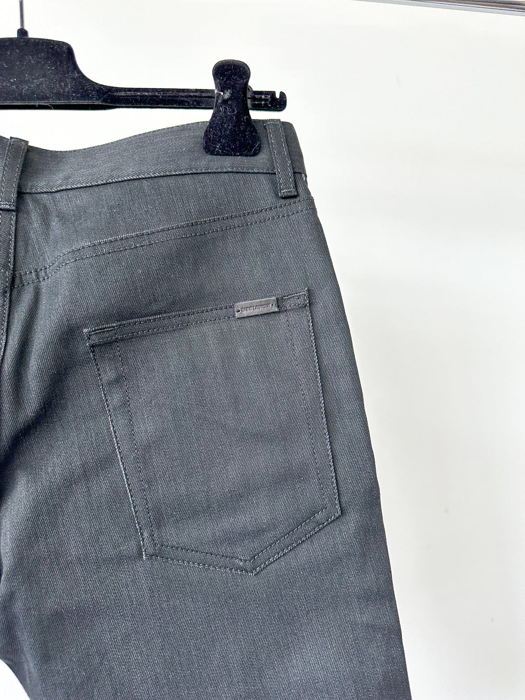 Saint Laurent Black Denim Cut Off Shorts