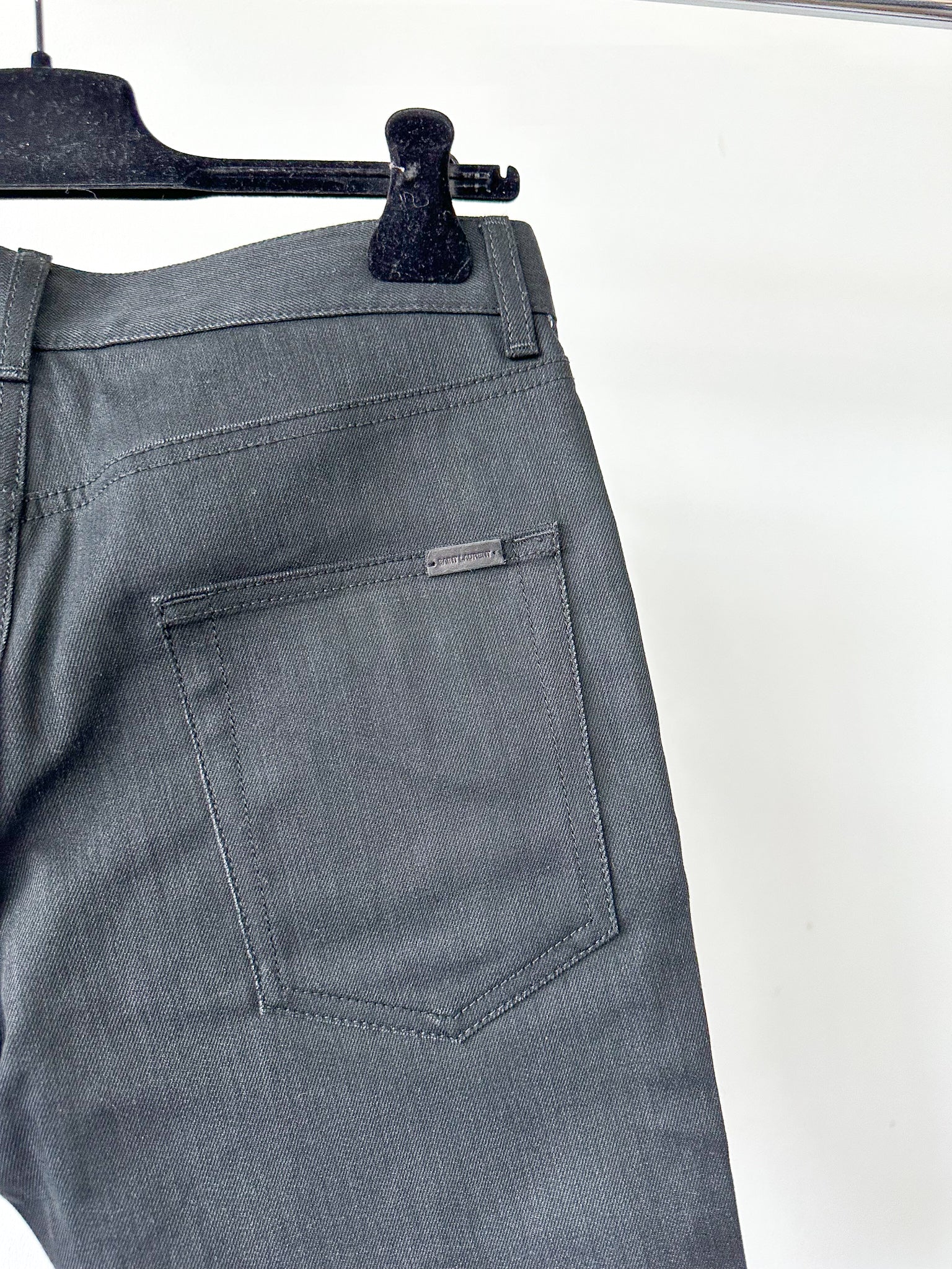 Saint Laurent Black Denim Cut Off Shorts