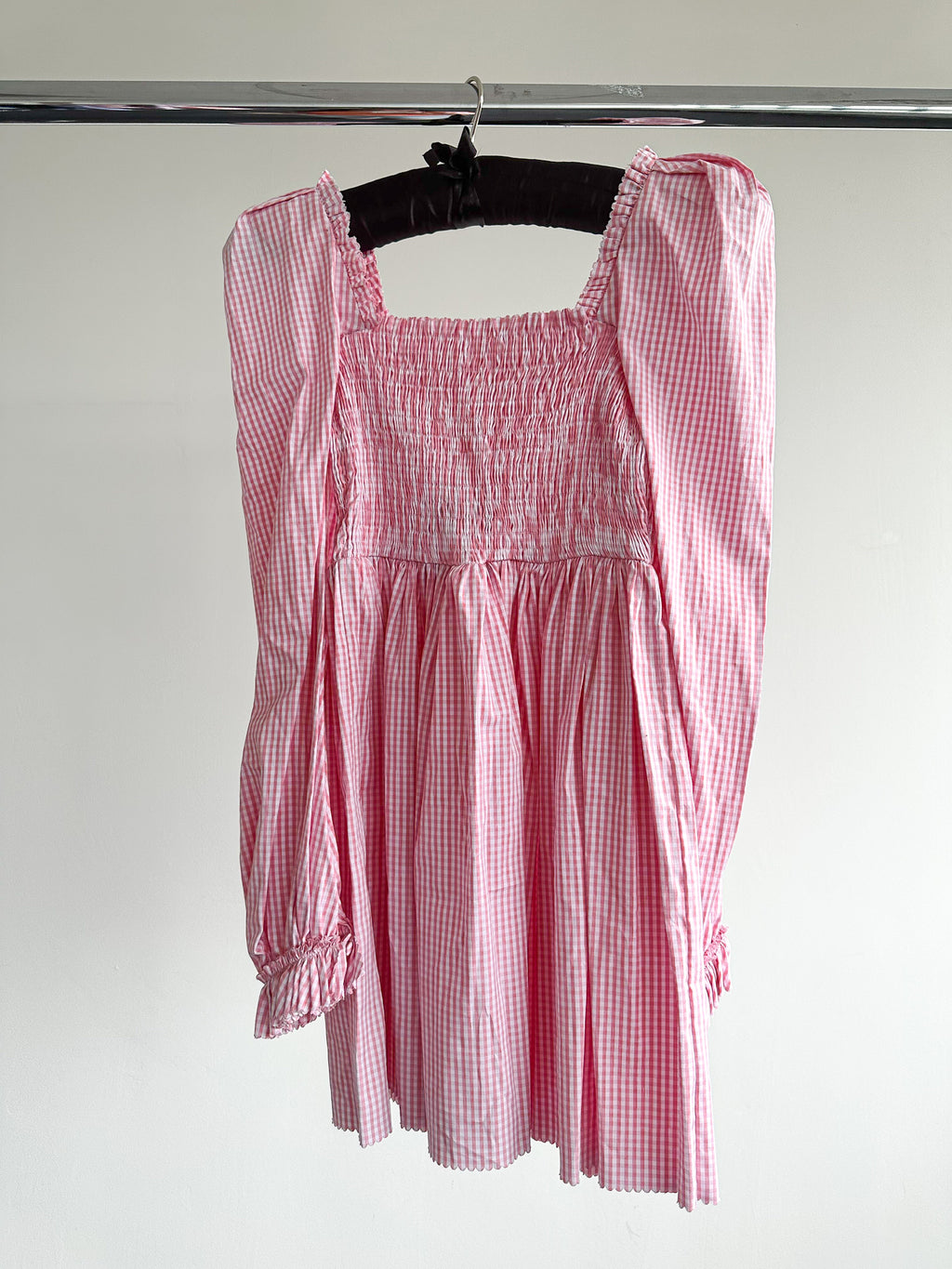 The Vampire's Wife The Straw Girl Pink White Gingham Check Mini Dress - House Of Huntington