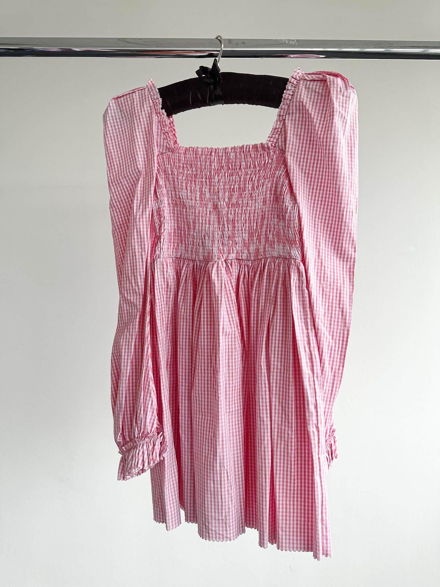 The Vampire's Wife The Straw Girl Pink White Gingham Check Mini Dress - House Of Huntington