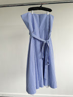 The Vampire's Wife The Good Witch Blue Gingham Flared Strapless Midi Dress - House Of Huntington