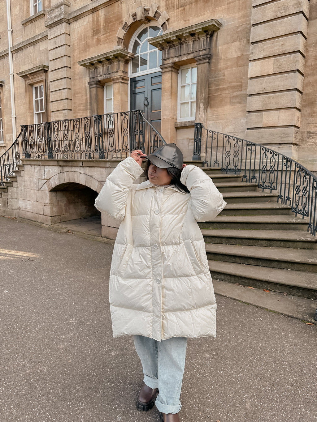 Nina Ricci White Duck Down Puffer Padded Logo Oversized Coat
