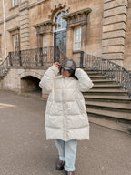 Nina Ricci White Duck Down Puffer Padded Logo Oversized Coat