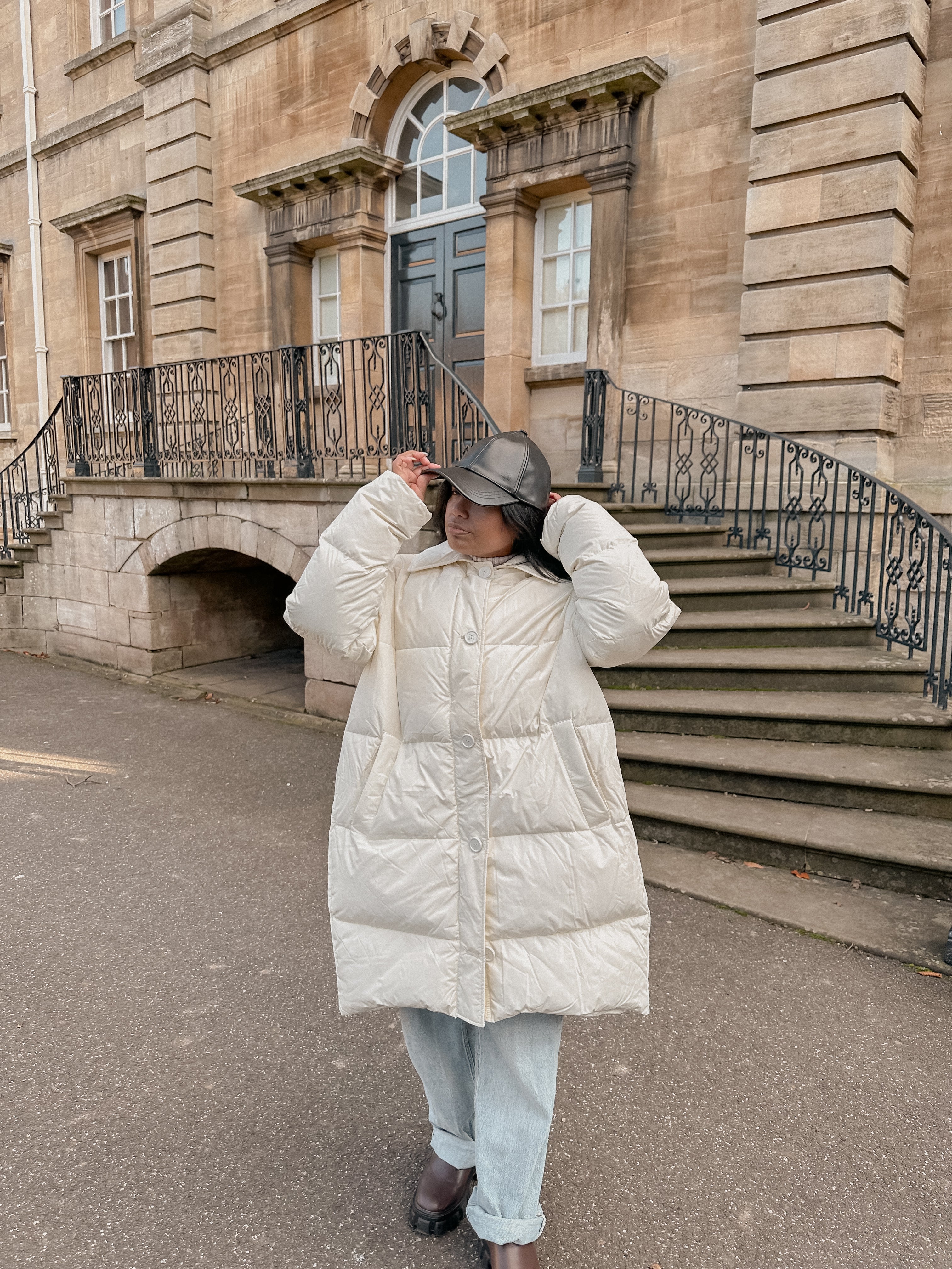 Nina Ricci White Duck Down Puffer Padded Logo Oversized Coat