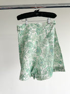 The Vampire's Wife The Persuasion Linen Floral Green High Waist Shorts - House Of Huntington